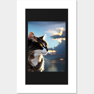 Cat with Clouds - Modern Digital Art Posters and Art